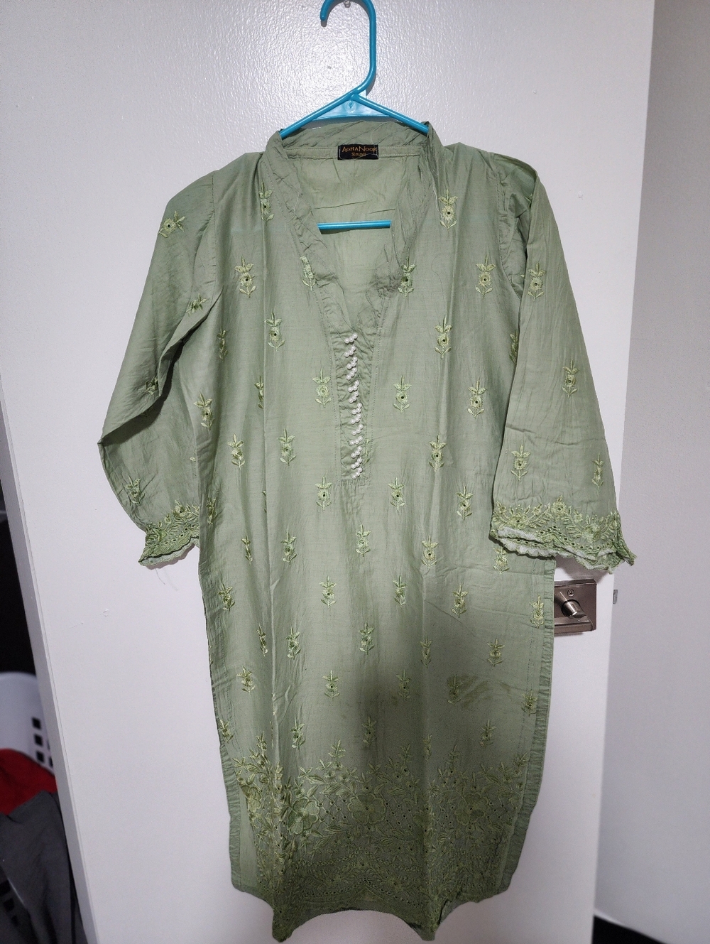 Agha Noor Embroidered Cotton Kurta Small Size Pakistani Designer Bust 40